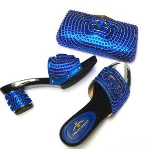 ROYAL BLUE EMBROIDERED BEDAZ S&B SET